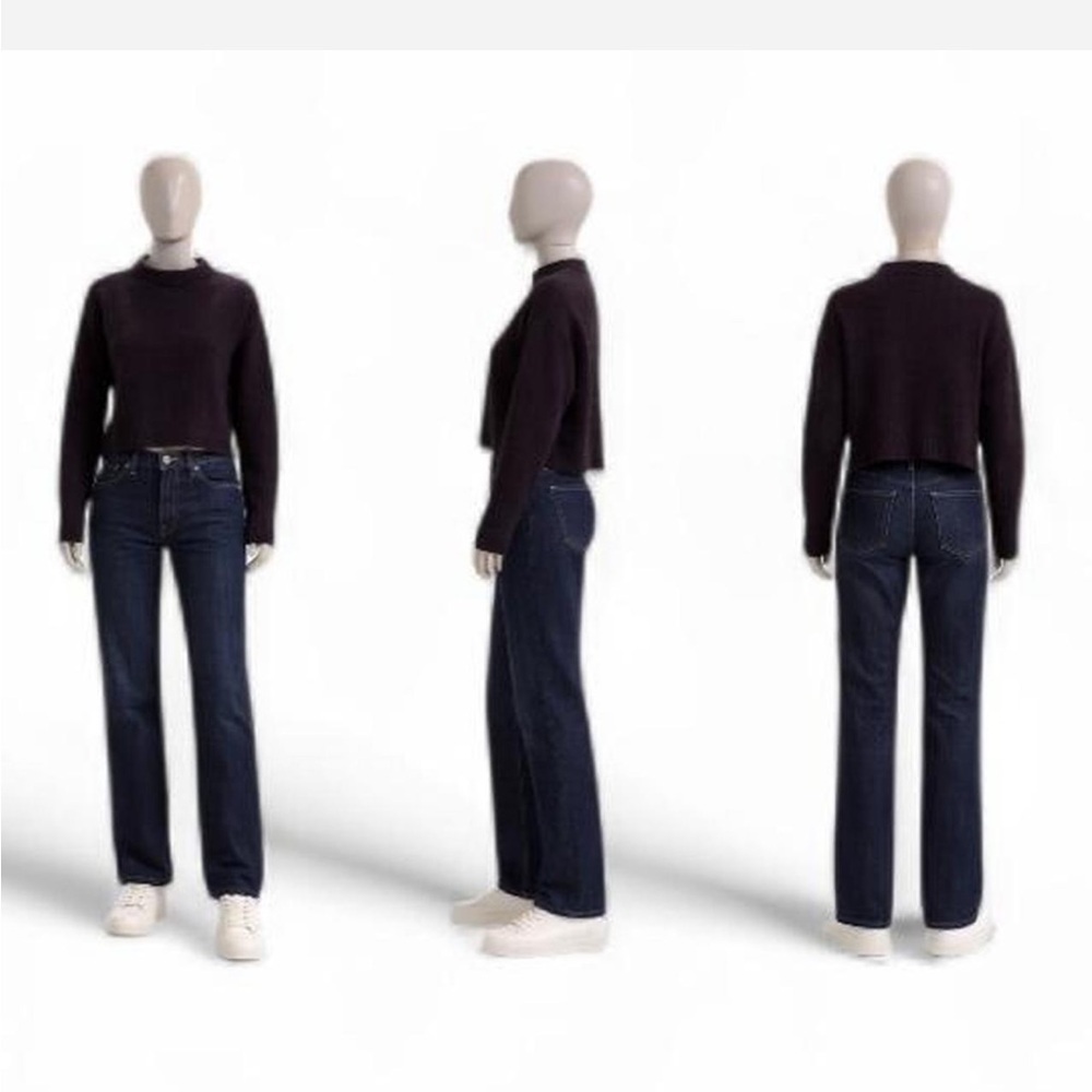 Dark Purple Cropped Sweater w/Ribbed Trim